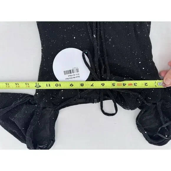 Princess Polly Dress Sz 0 Stassie Whimsigoth Fairy Grunge Witchy Black Sparkle - Picture 10 of 12